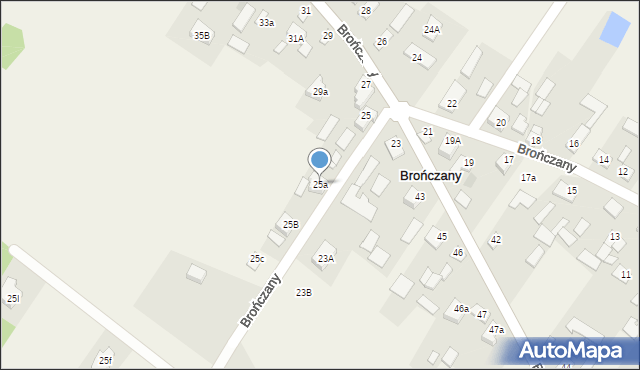 Brończany, Brończany, 25a, mapa Brończany