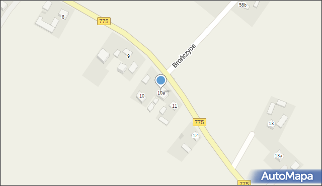 Brończyce, Brończyce, 10a, mapa Brończyce