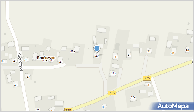 Brończyce, Brończyce, 42, mapa Brończyce