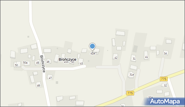 Brończyce, Brończyce, 42a, mapa Brończyce