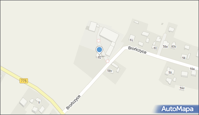 Brończyce, Brończyce, 62, mapa Brończyce