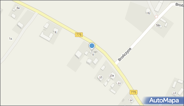 Brończyce, Brończyce, 9a, mapa Brończyce