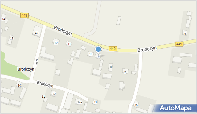 Brończyn, Brończyn, 9, mapa Brończyn