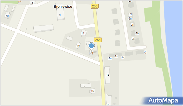 Broniewice, Broniewice, 13, mapa Broniewice