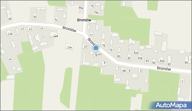 Broniów, Broniów, 9, mapa Broniów