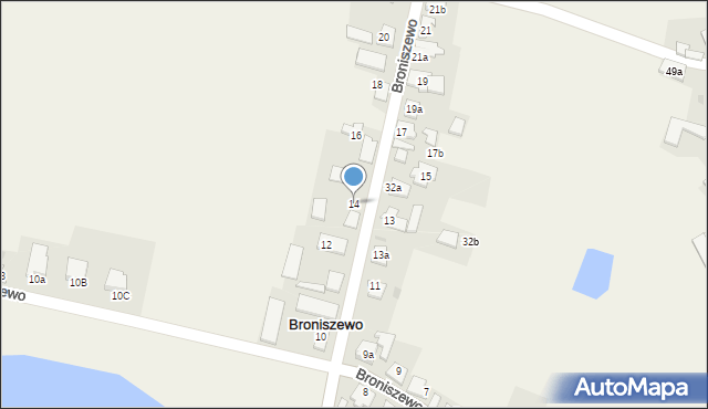 Broniszewo, Broniszewo, 14, mapa Broniszewo