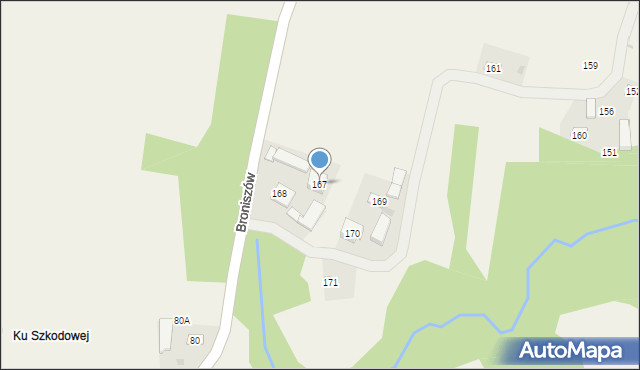 Broniszów, Broniszów, 167, mapa Broniszów