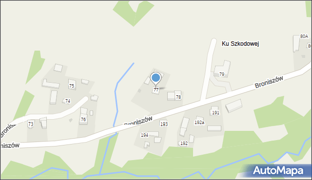 Broniszów, Broniszów, 77, mapa Broniszów
