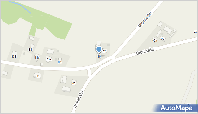 Broniszów, Broniszów, 86, mapa Broniszów