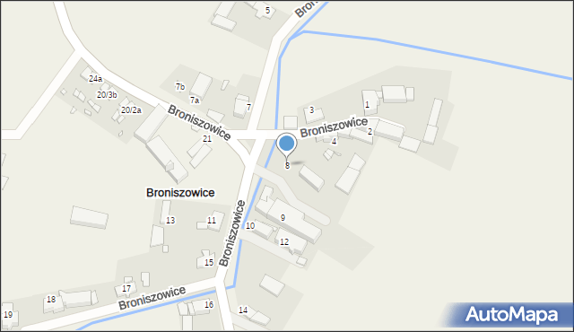 Broniszowice, Broniszowice, 8, mapa Broniszowice