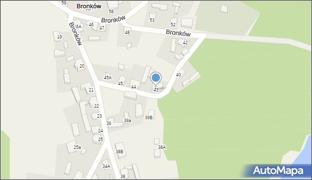 Bronków, Bronków, 43, mapa Bronków