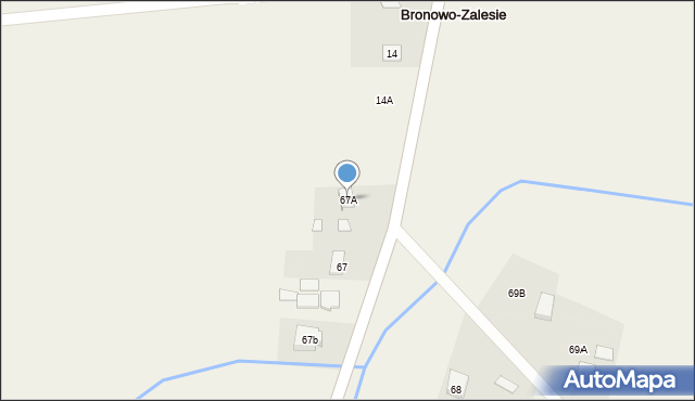 Bronowo-Zalesie, Bronowo-Zalesie, 67A, mapa Bronowo-Zalesie