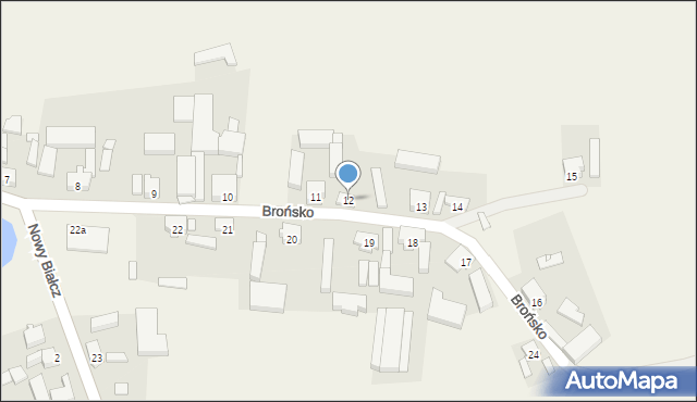 Brońsko, Brońsko, 12, mapa Brońsko