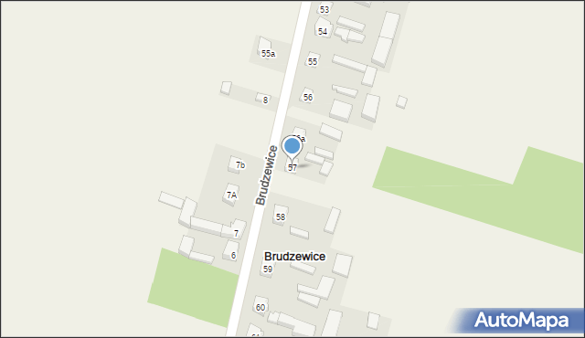 Brudzewice, Brudzewice, 57, mapa Brudzewice