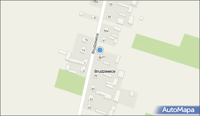 Brudzewice, Brudzewice, 58, mapa Brudzewice