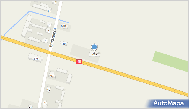 Brudzewice, Brudzewice, 68a, mapa Brudzewice