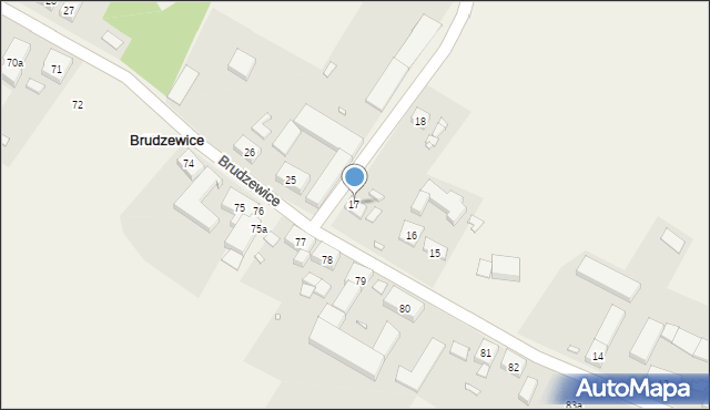 Brudzewice, Brudzewice, 17, mapa Brudzewice