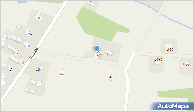 Brunów, Brunów, 16a, mapa Brunów