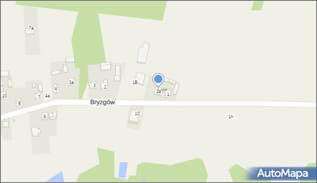 Bryzgów, Bryzgów, 1a, mapa Bryzgów