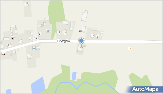 Bryzgów, Bryzgów, 1C, mapa Bryzgów