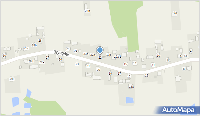 Bryzgów, Bryzgów, 22, mapa Bryzgów