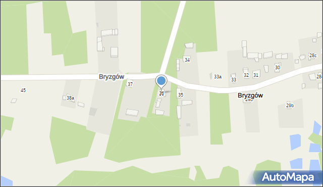 Bryzgów, Bryzgów, 36, mapa Bryzgów