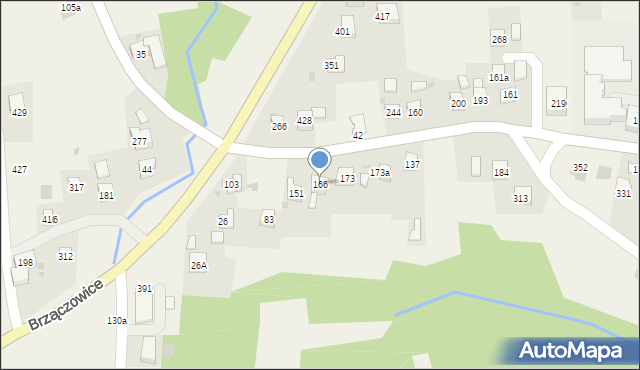 Brzączowice, Brzączowice, 166, mapa Brzączowice