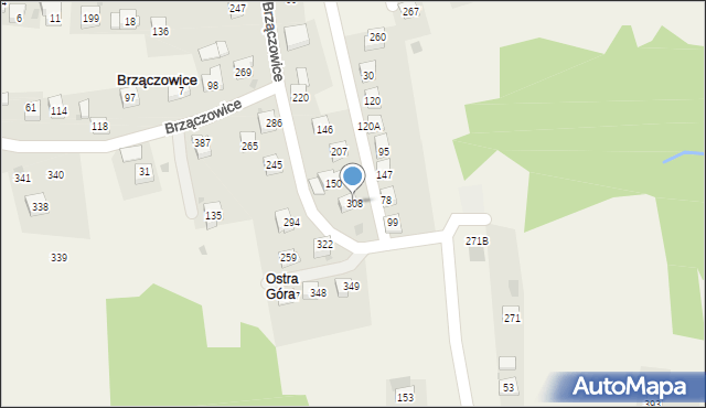 Brzączowice, Brzączowice, 308, mapa Brzączowice