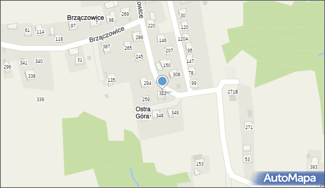 Brzączowice, Brzączowice, 322, mapa Brzączowice