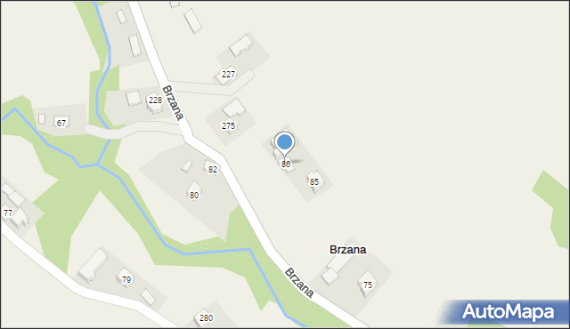 Brzana, Brzana, 86, mapa Brzana