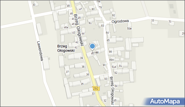 Brzeg Głogowski, Brzeg Głogowski, 40, mapa Brzeg Głogowski