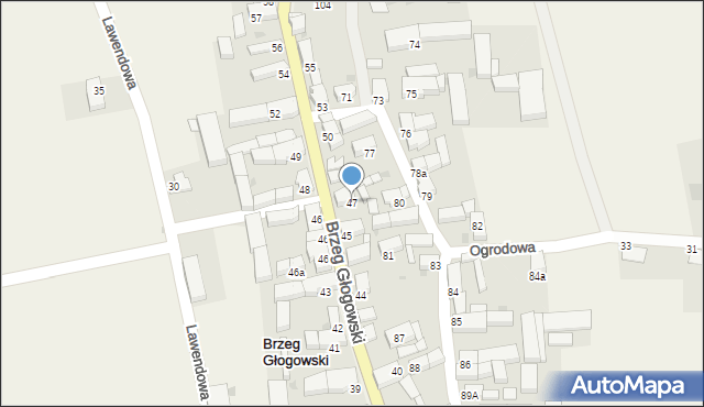 Brzeg Głogowski, Brzeg Głogowski, 47, mapa Brzeg Głogowski