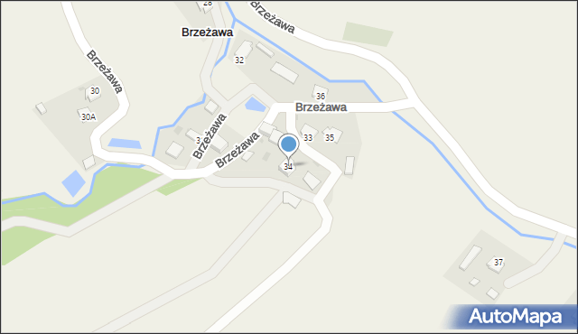 Brzeżawa, Brzeżawa, 34, mapa Brzeżawa