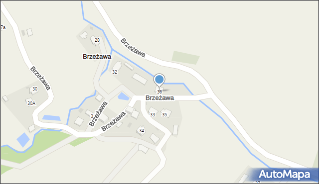 Brzeżawa, Brzeżawa, 36, mapa Brzeżawa