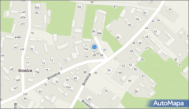 Brzeźce, Brzeźce, 69, mapa Brzeźce
