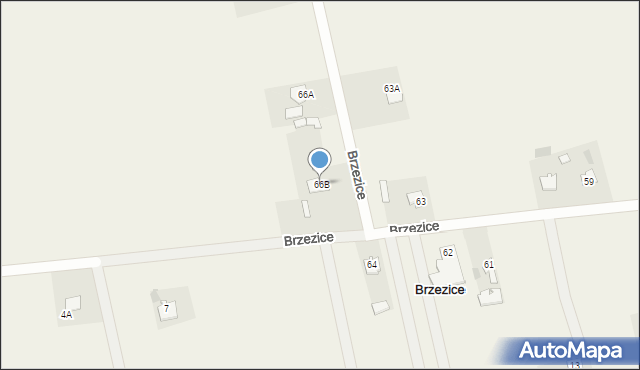 Brzezice, Brzezice, 66B, mapa Brzezice