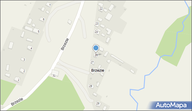 Brzezie, Brzezie, 26, mapa Brzezie