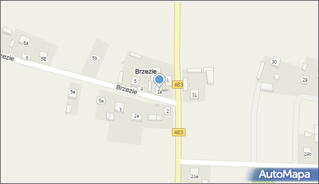 Brzezie, Brzezie, 1a, mapa Brzezie