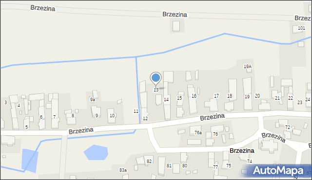 Brzezina, Brzezina, 13, mapa Brzezina