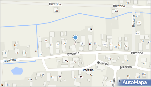 Brzezina, Brzezina, 17, mapa Brzezina