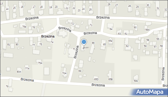 Brzezina, Brzezina, 67, mapa Brzezina