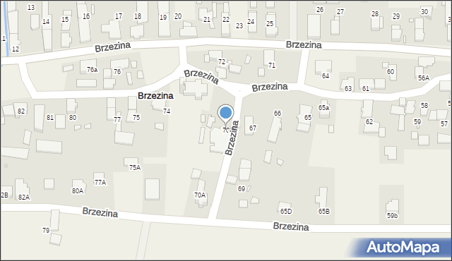 Brzezina, Brzezina, 70, mapa Brzezina