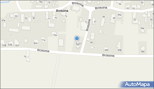 Brzezina, Brzezina, 70A, mapa Brzezina