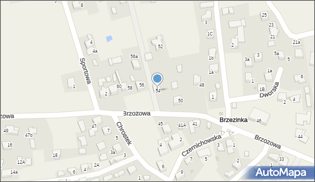 Brzezinka, Brzozowa, 54, mapa Brzezinka