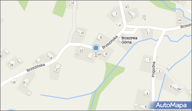 Brzezinka, Brzezińska, 11, mapa Brzezinka