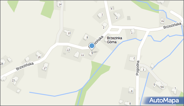 Brzezinka, Brzezińska, 9, mapa Brzezinka