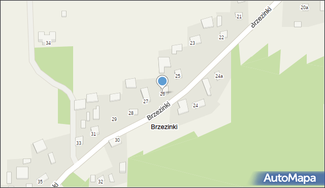 Brzezinki, Brzezinki, 26, mapa Brzezinki