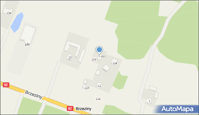 Brzeziny, Brzeziny, 11a, mapa Brzeziny