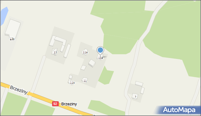 Brzeziny, Brzeziny, 11e, mapa Brzeziny