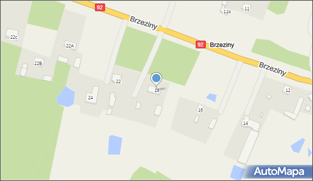 Brzeziny, Brzeziny, 18, mapa Brzeziny